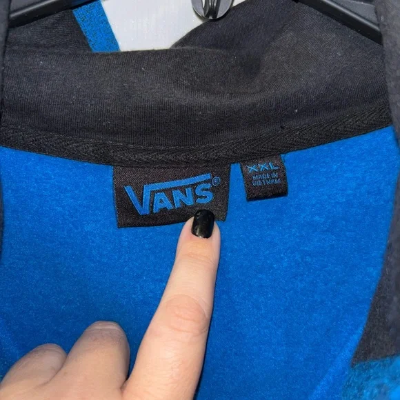 Vans Full Zip Hoodie Mens XXXL Blue & Black Long Sleeve Casual Sweatshirt - Picture 8 of 9